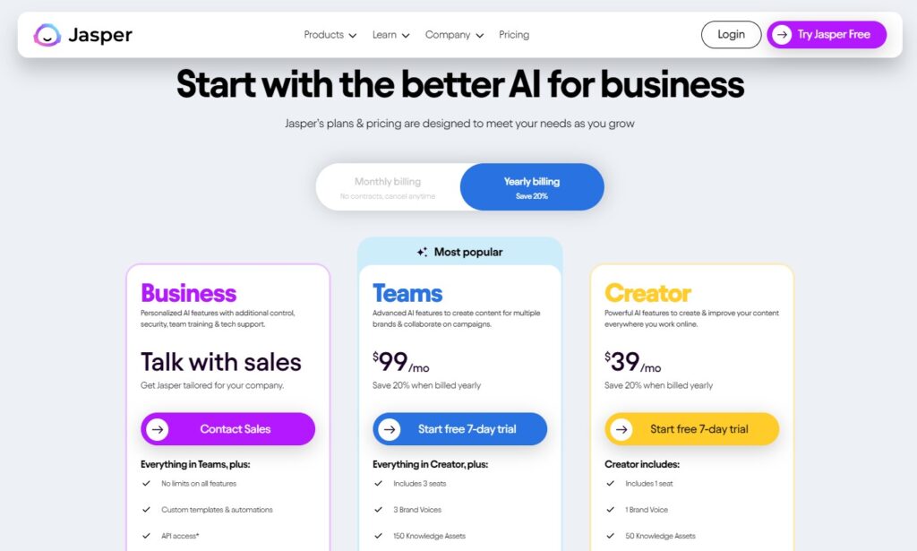 Best AI Content Writing Tools: Jasper AI Pricing